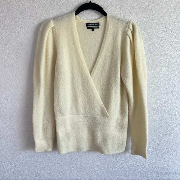 Something Navy Women’s V-Neck Wrap Alpaca Blend Sweater - Picture 1 of 11